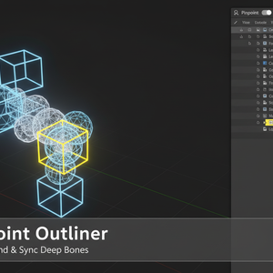 【無料】Pinpoint Outliner｜選択したオブジェクトやボーンが、Outliner上で自動で展開・表示されるようになるアドオンです。