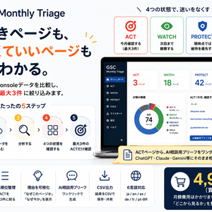 GSC Monthly Triage｜Google Search Consoleの月次SEO判断ツール
