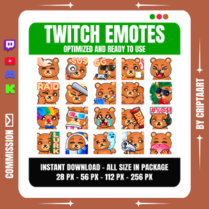 【メガパック】ちびくま 絵文字・スタンプセット | Chibi Cute Bear Emotes Mega Bundle (Twitch / Discord / VTuber)