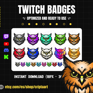 【Twitchサブバッジ】フクロウセット / 動物・かわいい・夜