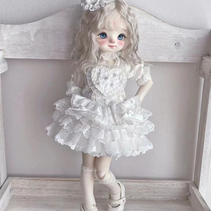 1/6ドール服 3点セット ダブルガーゼワンピース・ドロワーズ・ヘッド