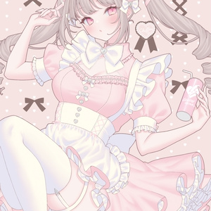 桃豆こまもち】B2タペストリー 和メイドみんとちゃん - ブレンドリーム