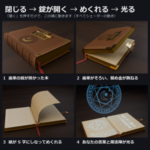 魔導書 ― 歯車の錠が開き、ページがめくれて自分の言葉が光る（文字ツール付き・MA対応・2色）【VRChat】 缩略图 3