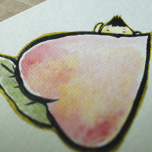 水彩手描き原画◆ももとぼく◆ポストカード