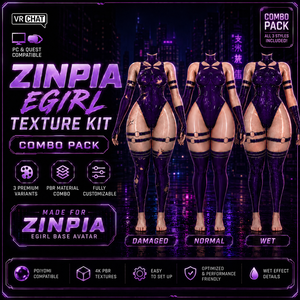 VRChat Zinpia Egirl Base Bodysuit Outfit 3 Combo Pack