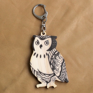 ふくろう木製キーホルダー