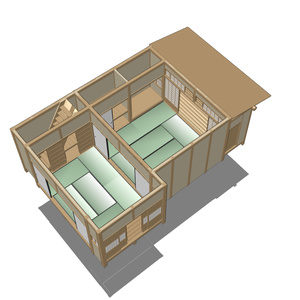 クリスタ用 3D和室(2室+床の間+縁側+梯子段) 可動建具(障子18枚+襖10枚+舞良戸(板戸)9枚) Japanese house 3D model for Clip Studio