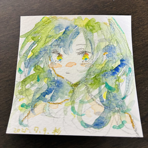 手描きイラスト シロツメクサ 女の子 水彩画 手描きイラスト シロツメクサ 女の子 水彩画