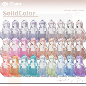 【19 avatars】【VRChat Hair】Flatbangs Butterfly Longhair 缩略图 16
