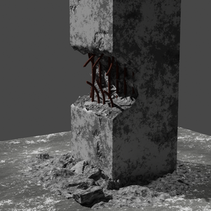 破壊されたコンクリート・3Dモデル
