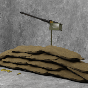 ブローニングM2重機関銃 （土嚢付き）/ M2 Browning / 3DCGモデル / blender