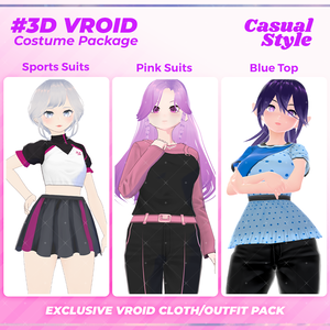 3D VRoid Clothing Pack Cozy & Simple Casual Wear for VRoid Models | Anime Avatar, Digital Outfit, VTuber Accessories