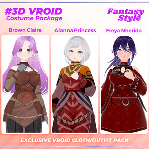 3D VRoid Outfit Pack Fantasy Style Warrior & Noble Princess Costumes for VRoid Models | VRoid Clothes, VRoid Costume, VRoid Fashion