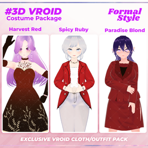 3D VRoid Outfit Pack Formal Style Elegant Red Evening & Business Attire for VRoid Models | VRoid Clothes, VRoid Costume, VRoid Fashion