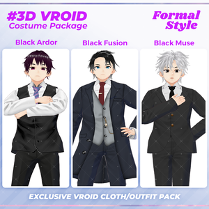 3D VRoid Outfit Pack Classic & Elegant Black Formal Suits for VRoid Models | VRoid Clothes, VRoid Costume, VRoid Fashion