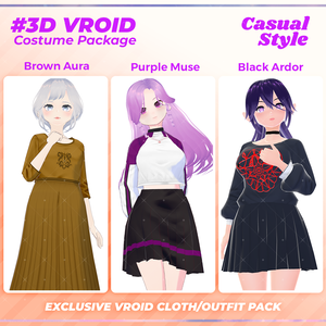 3D VRoid Outfit Pack Stylish & Elegant Casual Dresses for VRoid Models | VRoid Clothes, VRoid Costume, VRoid Fashion