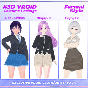 3D VRoid Outfit Pack Elegant Formal Attire for VRoid Models | VRoid Clothes, VRoid Business Wear, VRoid Professional Fashion