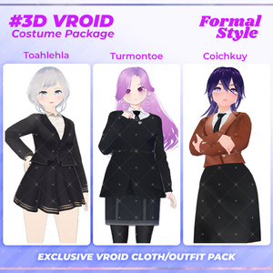 3D VRoid Outfit Pack Elegant Formal Attire for VRoid Models | VRoid Clothes, VRoid Business Wear, VRoid Professional Fashion, VRoid Suit & Blazer