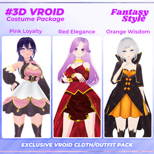 3D VRoid Outfit Pack Enchanted Fantasy Dresses for VRoid Models | VRoid Clothes, VRoid Magical Fashion, VRoid Royal Gown, VRoid Sorceress Costume