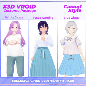 3D VRoid Outfit Pack Relaxed Casual Wear for VRoid Models | VRoid Clothes, VRoid Comfy Fashion, VRoid Everyday Outfit, VRoid Chill Attire
