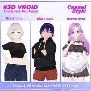 3D VRoid Outfit Pack Casual & Cute Everyday Wear for VRoid Models | VRoid Clothes, VRoid Hoodie, VRoid Maid Dress, VRoid Fashion