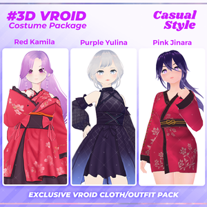 3D VRoid Outfit Pack Elegant Kimono-Inspired Dresses for VRoid Models | VRoid Clothes, VRoid Traditional Fashion, VRoid Kimono Dress, VRoid Japanese Style