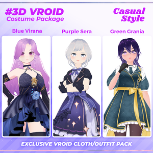 3D VRoid Outfit Pack Fantasy-Inspired Dresses for VRoid Models | VRoid Clothes, VRoid Elegant Fashion, VRoid Magical Attire, VRoid Costume Design