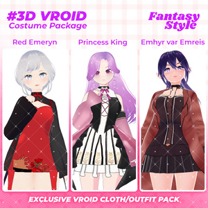 3D VRoid Outfit Pack Elegant Fantasy Royal & Warrior Attire for VRoid Models | VRoid Clothes, VRoid Costume, VRoid Fashion