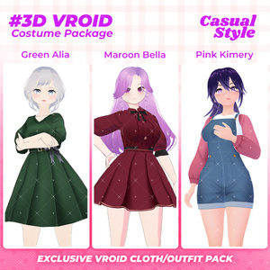3D VRoid Outfit Pack Classic & Chic Dresses for VRoid Models | VRoid Clothes, VRoid Costume, VRoid Fashion