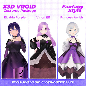 3D VRoid Outfit Pack Elegant & Fantasy-Themed Dresses for VRoid Models | VRoid Clothes, VRoid Costume, VRoid Fashion