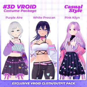 3D VRoid Outfit Pack Trendy & Kawaii Pastel Fashion for VRoid Models | VRoid Clothes, VRoid Costume, VRoid Fashion