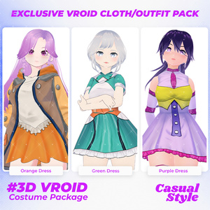 3D VRoid Outfit Pack Color Pop Casual Dresses for VRoid Models | VRoid Clothes, VRoid Costume, VRoid Fashion