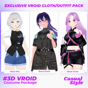 3D VRoid Outfit Pack Bold & Stylish Dark Casual Clothes for VRoid Models | VRoid Clothes, VRoid Costume, VRoid Fashion