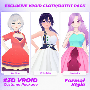 3D VRoid Outfit Pack Elegant & Dreamy Formal Dresses for VRoid Models | VRoid Clothes, VRoid Costume, VRoid Fashion