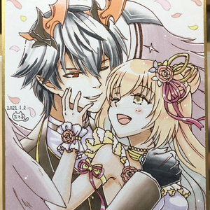 ミニ色紙(アルドベリク&ルシエラ)