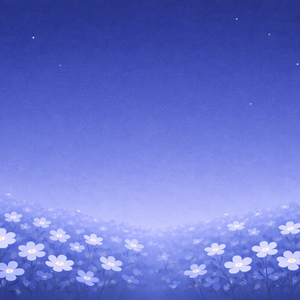 ネモフィラの夜の花畑 背景素材（16:9）｜青い花のミニマル背景