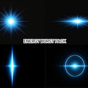 ENERGY BURST PACK 青い発光エネルギー爆発背景素材 4種セット SFライトエフェクト