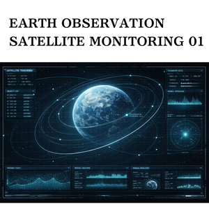 地球観測・衛星監視UI 01｜SF・宇宙系16:9背景素材