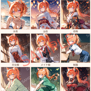 【オリジナルVTuber素材】ひまり 衣装バリエーションセット 9種（水着・浴衣・着物・巫女服 他）