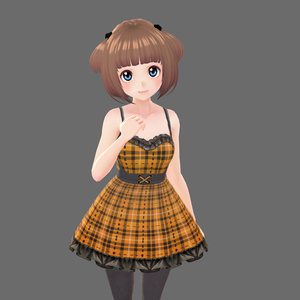 Orange Plaid Vroid Dress