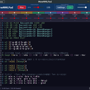 MewMMLPad (Standalone実行ファイル + VST3 プラグイン)
