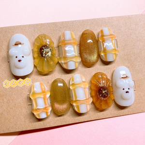 340】大人なひまわりネイル ネイルチップ - もっかnail - BOOTH