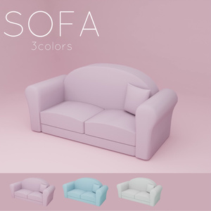 【3Dモデル】ピンク・ブルー・ホワイトソファ￤pink・blue・white sofa