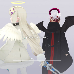 【VRC対応3D雑貨モデル】ハロウィン「天使＆悪魔」セット ver4.00