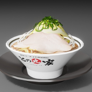 【無料】家系ラーメン「との丸家」の野菜ラーメン（3Dモデル） 缩略图 3