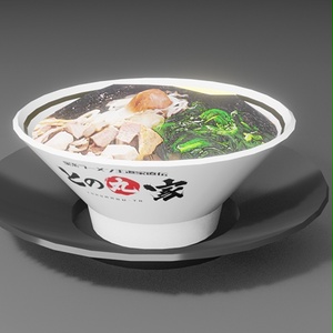 【無料】家系ラーメン「との丸家」の黒バララーメン（3Dモデル） 缩略图 2