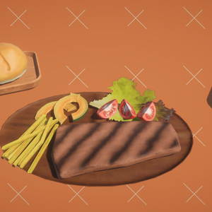 【無料版あり】【Unity向け3Dモデル】朝ごはん_ステーキ