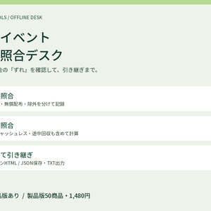 【無料3商品版あり】同人イベント 撤収照合デスク｜在庫と現金の差分確認・オフラインHTML