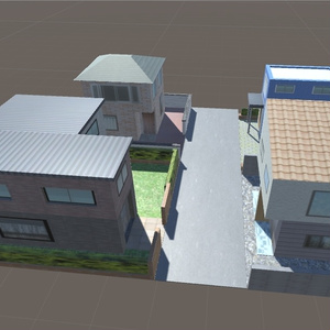 3Dモデル ローポリ住宅地