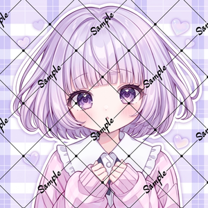 可愛い女の子のアイコン紫(正方形)